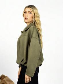 PRISCILA ESCOTO PRISCILA ESCOTO 休闲宽松短款夹克 - 軍綠色 - 查看 5