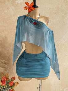 Soleia Bộ đồ dự tiệc gợi cảm mới, áo kiểu lệch vai đính sequin vàng, dáng rộng, vạt áo lệch và chân váy ngắn xếp ly cạp thấp, phong cách Bohemian, Boho, đi nghỉ mát, cổ điển, lễ hội, bãi biển, du thuyền. - Nhiều màu - Xem 6