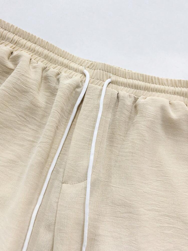 Manfinity RSRT Men's Beige Linen Casual Pants, Vacation & Leisure, Holiday - Beige - View 3