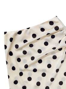GlowEve Women's Polka Dot Pleated Casual Versatile Date & Outing A-Line Skirt - Apricot - View 5