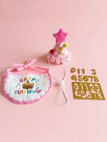 PETSIN 1PC/SET Lovely Puppy Kitten Birthday Party Outfit, Fashion Birthday Hat Saliva Bib Set - Multicolor - View 9