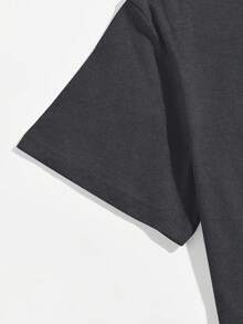 Manfinity Homme Men's Solid Color Round Neck Casual Versatile Daily Wear Short Sleeve T-Shirt, Holiday - Grey - View 5