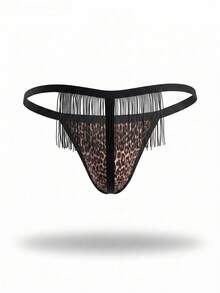 DrisQ DrisQ Fashionable Leopard Print Alluring Black Tassel Mid-Waist Sexy Men's Underwear - Multicolor - View 4