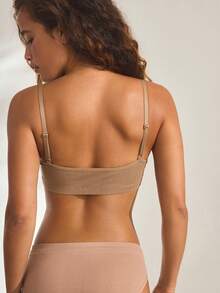 Ocili Women's Comfortable Cotton Rib Knit Bra - Coffee Brown - View 3