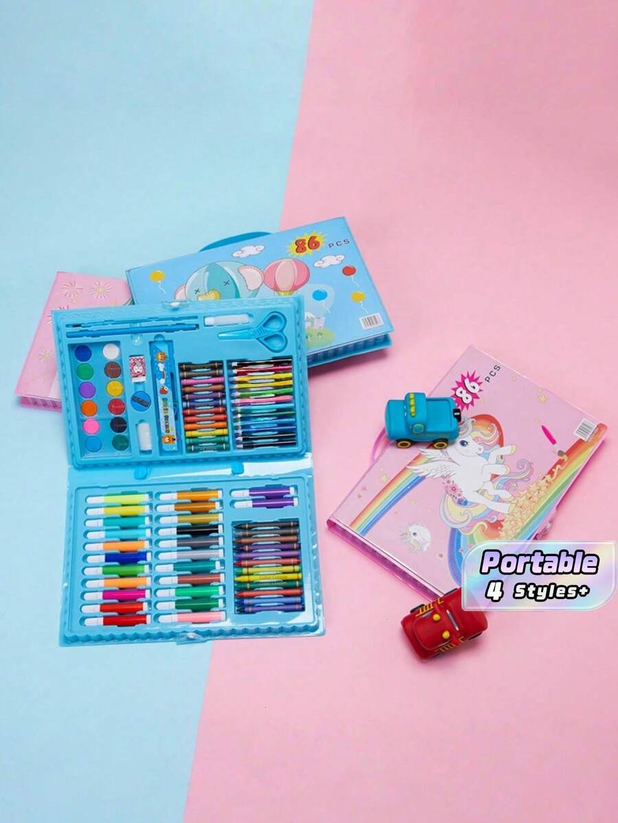 Watercolor Pens, Drawing Tools, Crayons, Stationery Gift Sets, Writing Instruments (Box Color And Pattern Shipped Randomly), Watercolor Pen Sets, Drawing Tool Sets, Colored Pencils, Crayons, Oil Pastels, Colored Paint Blocks, Drawing Boxes, Colored Markers, Complete Paint Sets, Gift Boxes, Creating Colorful Childhood Oil Paintings, Colored Paintings - Multicolor - View 1