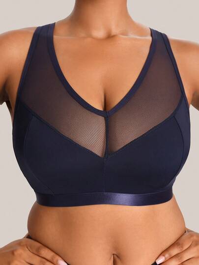 SHEIN Áo ngực không gọng phối lưới thoải mái cho nữ size lớn