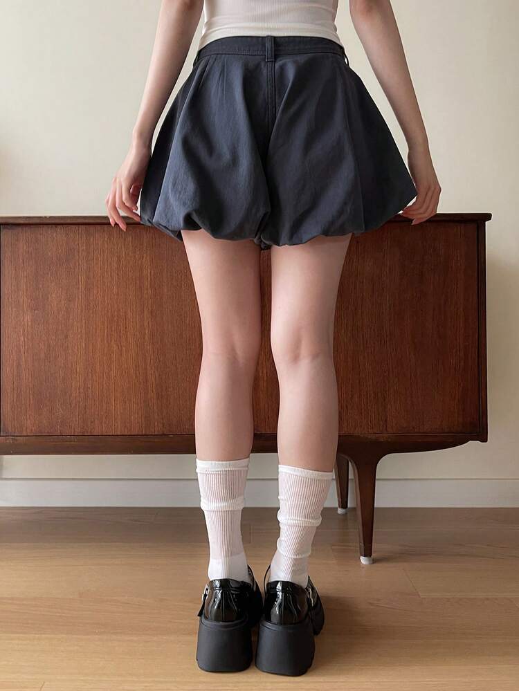 Women's Washed Tie-Up Puff Casual Denim Shorts With Youthful Vibe