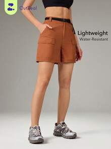 OutZeal Gym Shorts Women Outdoor Shorts Summer Hiking Workout Camping Water-Resistant Outdoor Bottoms - Red Orange - View 1