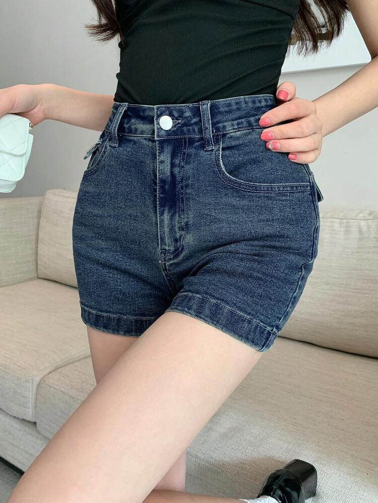 Women's Casual Sexy Backpocket Decorated Denim Shorts For Summer