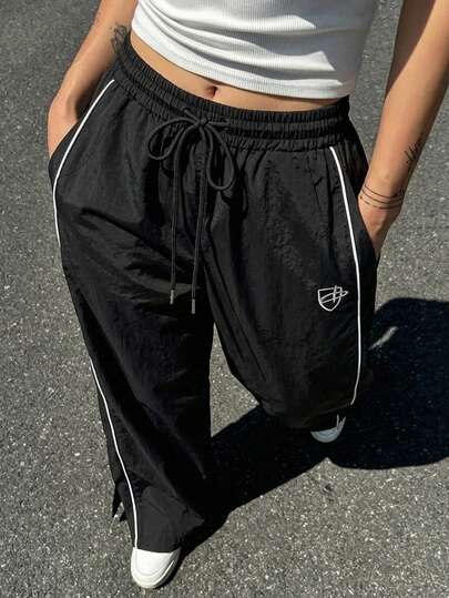 DAZY Women's Side Striped Drawstring Waist Long Pants Y2k