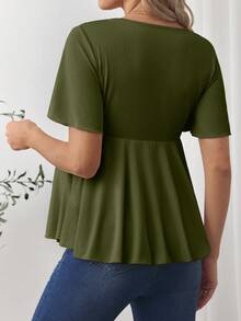 SHEIN Áo thun Bà bầu - xanh quân đội - Xem 2