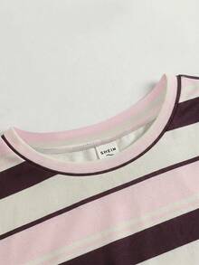 SHEIN Áo thun nữ tuổi teen màu trắng dệt kim, eo nhún, cổ tròn, tay ngắn, dáng croptop, kiểu dáng thường ngày. - Nhiều màu - Xem 9