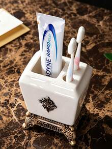 Cirelle 1pc Luxury Simple Ceramic Ice Crack Creative Press Type, European Ceramic Lotion Bottle, Hotel Household Bathroom Shower Gel Hand Sanitizer Bottle Toothbrush Rack Soap Rack And Other Single Bathroom Accessories - Bathroom storage items - View 11