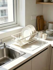 1PC Multifunctional Sink Drain Rack, Can Hold Dishwashing Liquid, Sink Sponge And Cloth Storage Rack, Upgraded Carbon Steel Material, Kitchen Organizer, Cleaning Cloth And Sponge, Washing Dishes, Ideal For Back To School Season - Multicolor - View 1