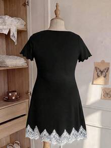 Comfortcana EZwear 大尺碼 V 領豹紋休閒洋裝，適合春/夏、婚禮賓客、度假、海灘、日常、節慶、生日及其他場合 - 黑色 - 查看 3
