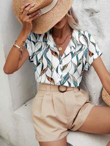 SHEIN Frenchy Phong cách giản dị, tối giản, bohemian, thanh lịch, retro, họa tiết hoa nhiều màu sắc, phù hợp cho các lễ hội âm nhạc, trang phục đi biển, trang phục du lịch, trang phục mùa hè dành cho nữ, áo kiểu nữ. - Nhiều màu - Xem 4