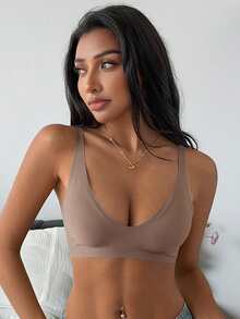 DAZY Solid Color Seamless Adjustable Strap Simple Bra, Suitable For Summer Wear - Dusty Purple - View 7