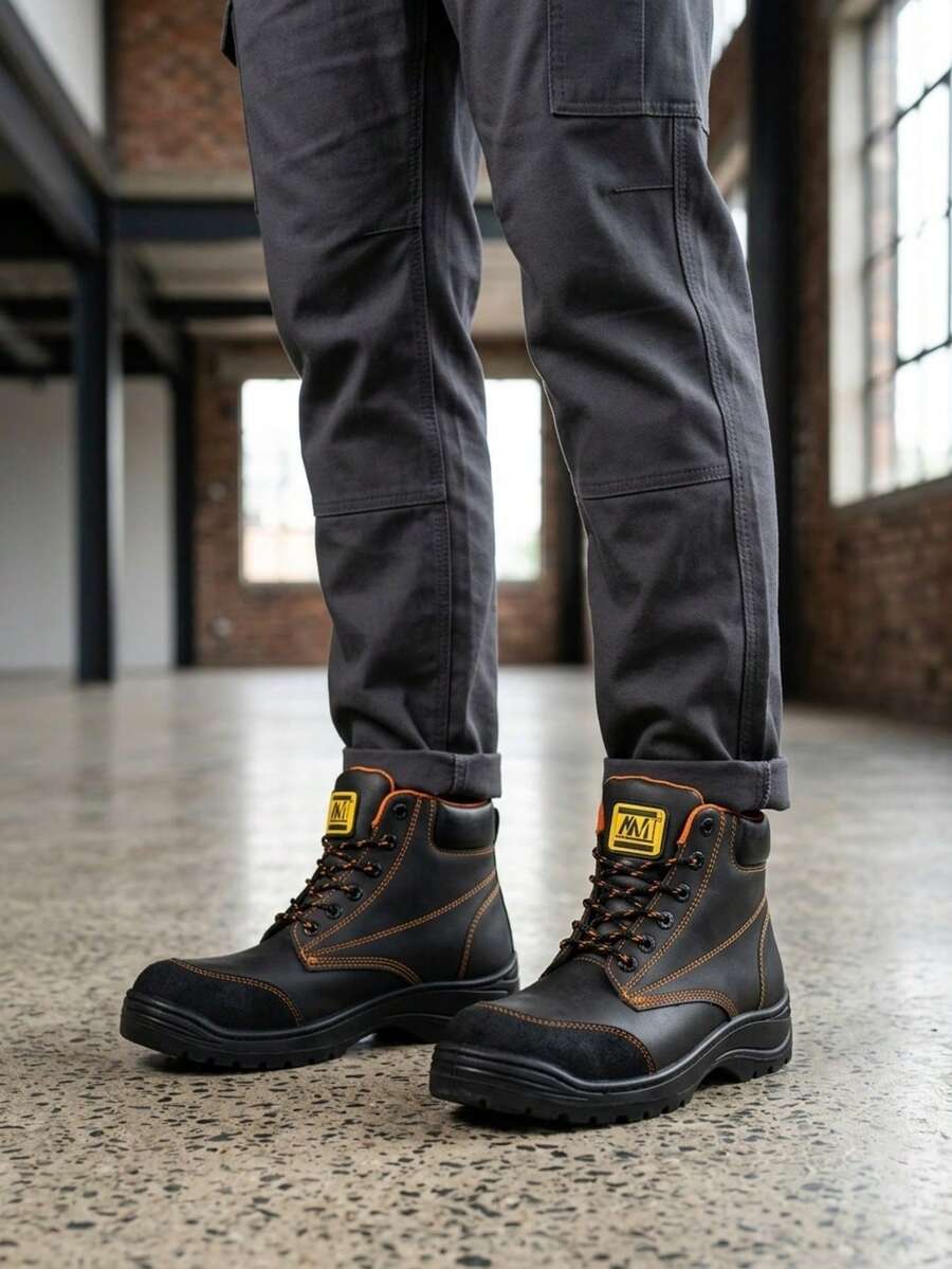 Men Industrial & Construction Boots - Negro Naranja - View 1