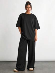 SWAVVY Men T-Shirt Co-Ords - Black - View 3