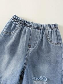 Bộ đồ 2 món cho bé trai mùa hè, gồm áo thun và quần short denim kiểu dáng thường ngày. - Nhiều màu - Xem 8