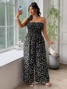 Solflare Plus Size Summer Ditsy Floral Jumpsuit - Multicolor - View 3