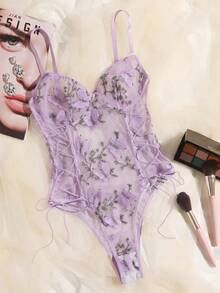 SHEIN 1件装女士性感连体裤 - 紫色 - 查看 4