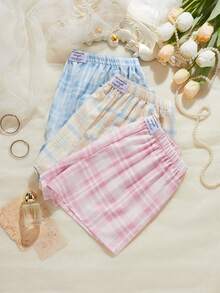 SHEIN 女士泡泡褶皱贴布装饰短裤套装 - 彩色 - 查看 5