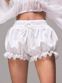 ROMWE Quần short nữ cạp rộng dáng suông kiểu Vacation Girl gợi cảm. - trắng - Xem 1