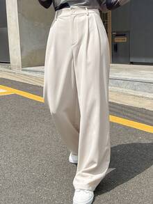 DAZY Women Solid Color Daily Wear Straight Leg Pants,Women Dress Pants - Apricot - View 5