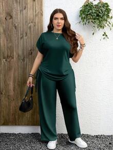 EMERY ROSE Casual Minimalist Leopard Print 2 Pieces Set, Suitable For Summer - Dark Green - View 5