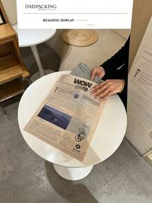 Haus Hana 2pcs Newspaper Pattern Frosted Plastic Handbag, Portable Carry Pouch For Underwear, Jewelry & Cosmetics - View 4