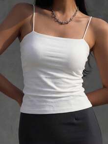 DAZY Ladies' Solid Color Camisole Summer Tank Tops - White - View 1