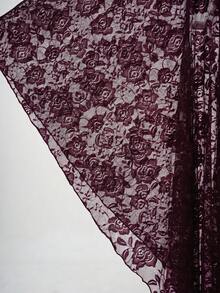 Glisette Romantic Rose Floral Lace Oversized Flare Sleeve Blouse For Women - Burgundy - View 4