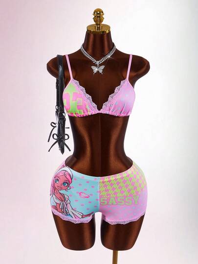 Amplova Women's Colorful Bright Sexy 2 Pieces Set, Summer