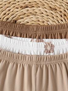 SHEIN Playful Pals 6件/3套新生儿短袖连体衣裤套装，柔软针织面料，可爱小熊图案 - 彩色 - 查看 5