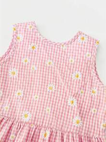 SHEIN LMoss Kids LMoss 女童纯色圆领宽松休闲上衣长裤套装，夏季 - 粉色 - 查看 6