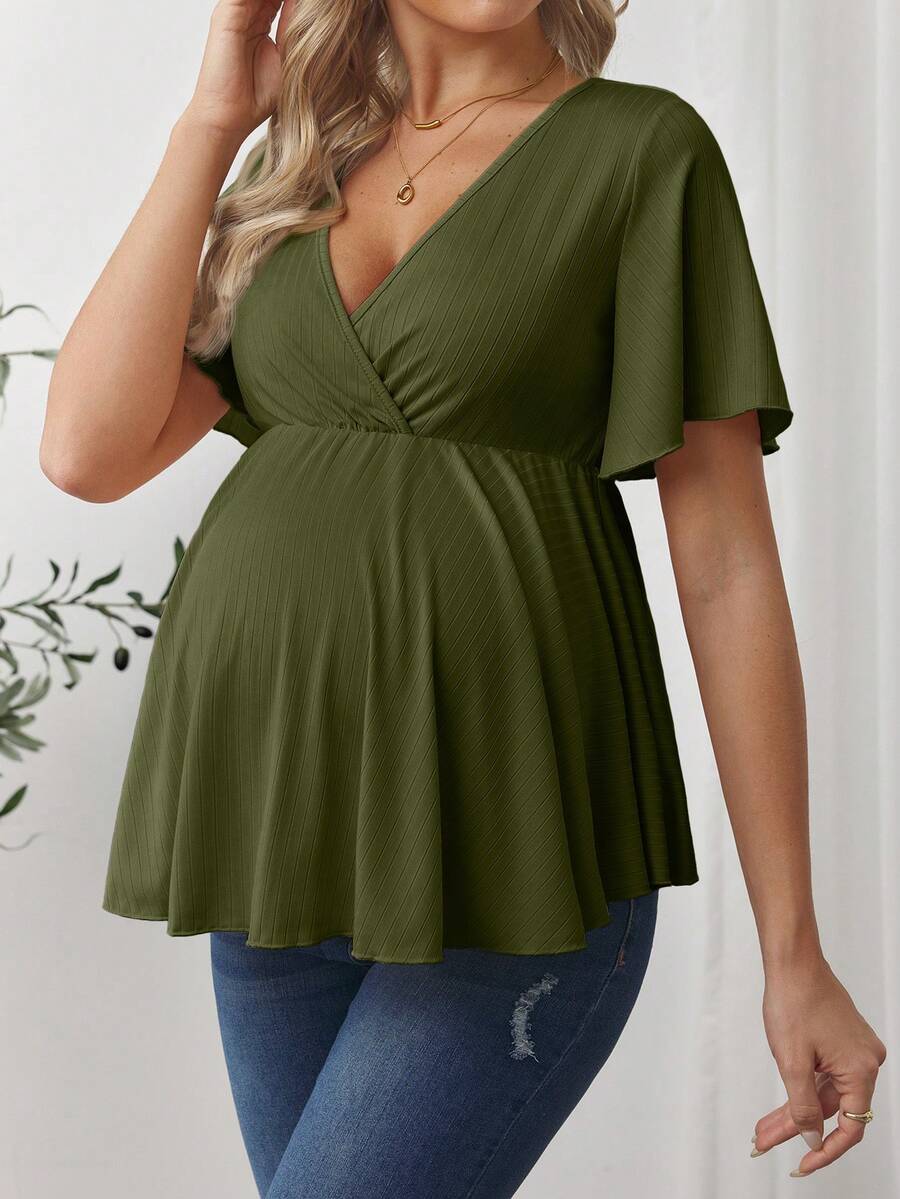 SHEIN Áo thun Bà bầu - xanh quân đội - Xem 1