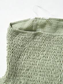 SHEIN 少女休闲时尚绿色抹胸A字连衣裙 - 薄荷綠 - 查看 5