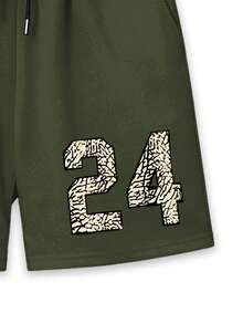 Manfinity Roughcore Men's Summer Casual Letter & Number Print Round Neck Tank Top And Shorts Set, Holiday - Black - View 4