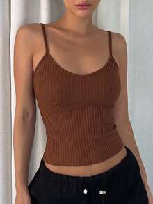 DAZY Women's Backless Camisole - Coffee Brown - View 4