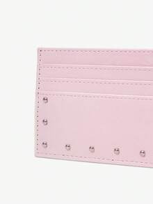 Viva Strut 1pc Pink Fashionable Street Sweet And Cool Spice Girl Y2K Rivet Decoration Multi-Purpose Multi-Card Position Metal Chain Card Bag - Pink - View 4