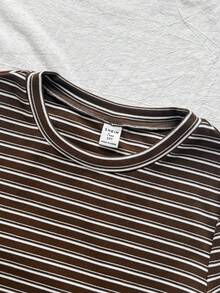 SHEIN 青少年女孩休閒日常百搭舒適圓領短袖側抽褶T恤 - 彩色 - 查看 2