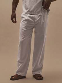 Musero Pantalones rectos con cintura con botones y presillas para el cinturón, esenciales de primavera/verano - Gris Claro - Ver 2