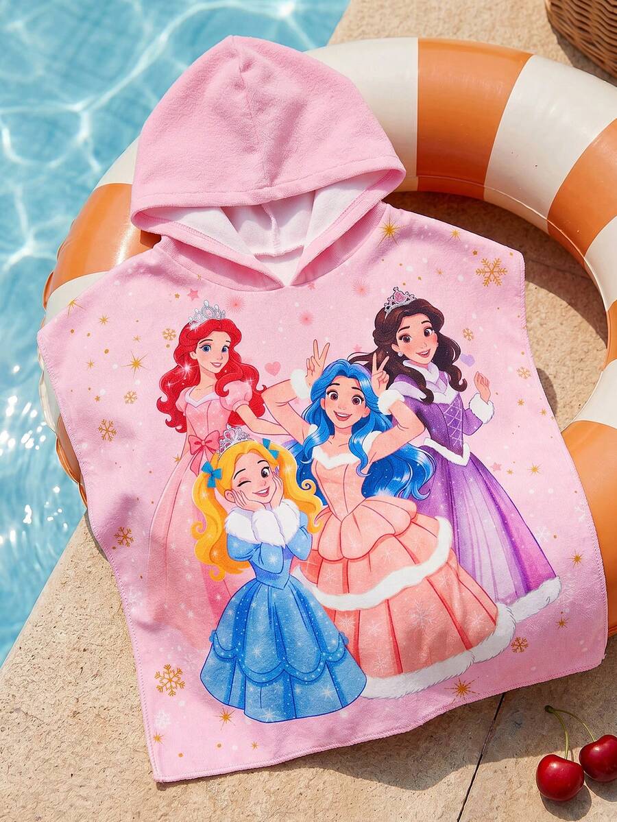SHEIN Áo khoác có mũ in họa tiết dễ thương cho bé gái, đa năng thích hợp cho kỳ nghỉ, bãi biển, hồ bơi và mọi mùa. - Hồng - Xem 1