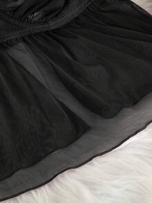 SHEIN Set Lingerie Seksi Wanita dengan Kawat Penyangga dan Cup Tipis Berbahan Jala - Hitam - View 4