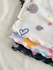 Cozy Pixies 3 chiếc/gói Áo thun dệt mềm mại cho bé gái mùa hè, trang phục thời trang thường ngày đa năng cho kỳ nghỉ hè, cắm trại, phối đồ chị em & cha mẹ-con cái, chụp ảnh - Nhiều màu - Xem 3