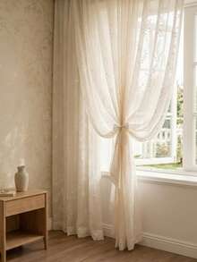 Cirelle 1pc French Romantic Floral & Butterfly Embroidered Sheer Curtains, Vintage Voile Window Panels For Living Room & Bedroom - multicolor - View 2