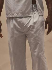 Musero Pantalones rectos con cintura con botones y presillas para el cinturón, esenciales de primavera/verano - Gris Claro - Ver 5