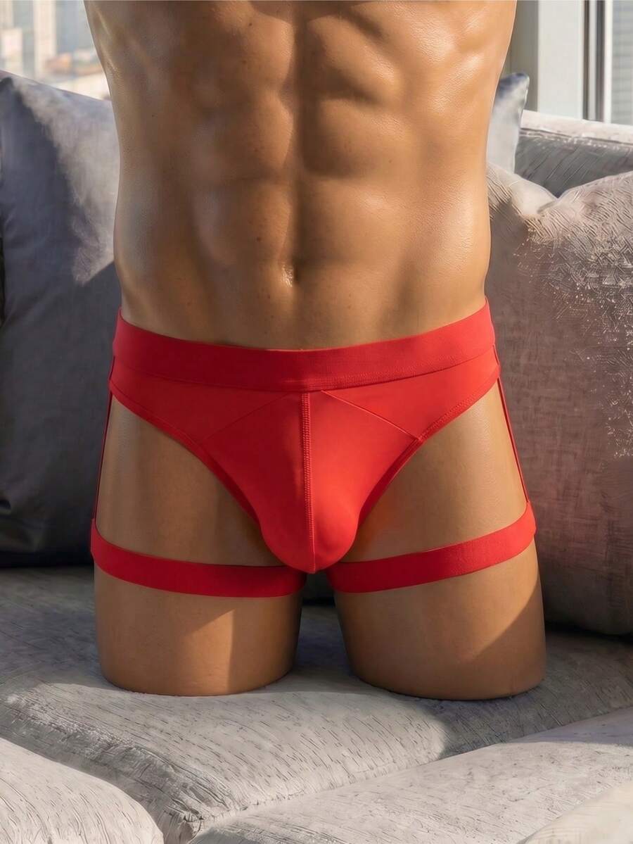 SHEIN DrisQ 男士红色镂空性感内裤 - 紅色 - 查看 1