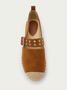 Nöista Une sandale plate de style espadrille beige, avec une bride à boucle marquante et une semelle enveloppée de jute pour un look décontracté et estival. - Kaki - Voir 3